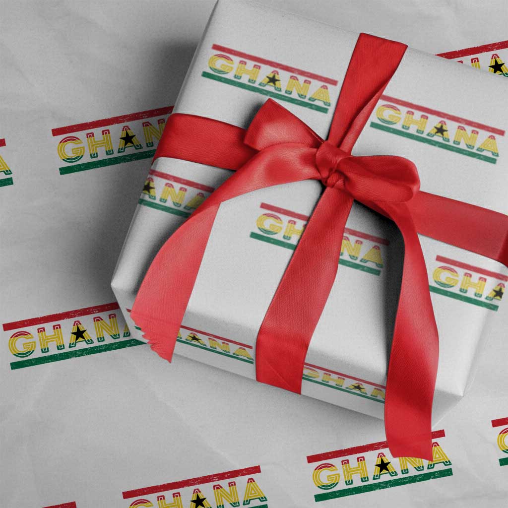 Retro Ghana Flag Wrapping Paper Roll Vintage Ghanaian Pride Ghanese Roots Heritage Graphic