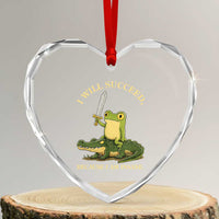 Retro Goblincore Sword Frog Riding Alligator Meme Heart Crystal Glass Ornament I Will Succeed Because I Am Insane Chaotic Motivation