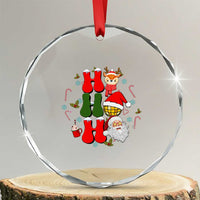 Retro Groovy Christmas Ho Ho Ho Reindeer Disco Ball Santa Xmas Crystal Glass Ornament - Wonder Print Shop