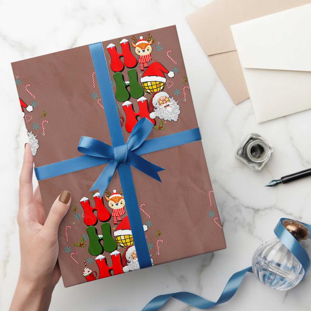 Retro Groovy Christmas Ho Ho Ho Reindeer Disco Ball Santa Xmas Wrapping Paper Roll