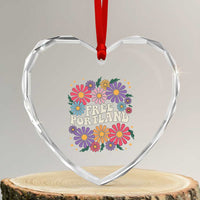 Retro Groovy Free Portland Heart Crystal Glass Ornament Oregon Freedom Fighter Peaceful Hippie 70s Style - Wonder Print Shop