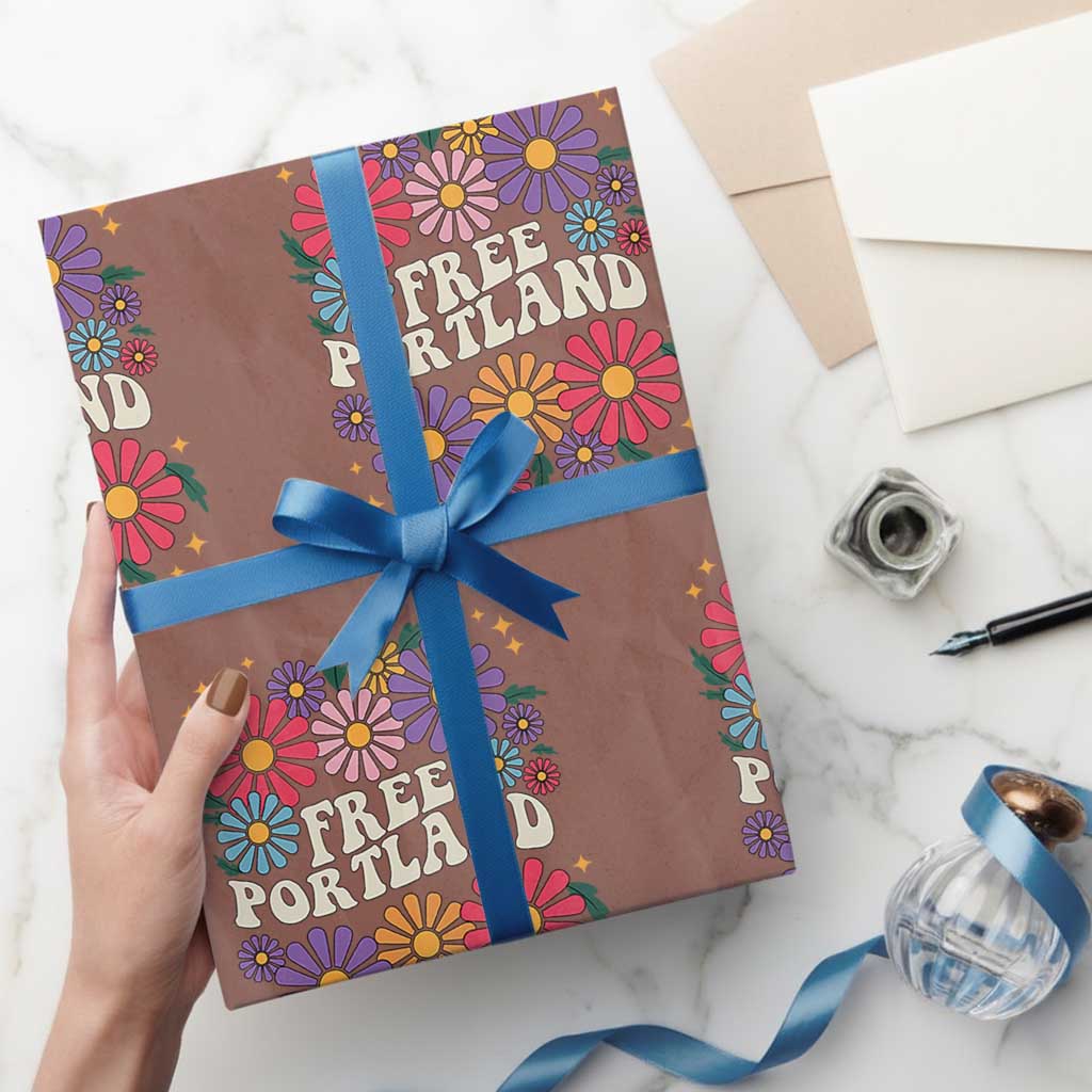 Retro Groovy Free Portland Wrapping Paper Roll Oregon Freedom Fighter Peaceful Hippie 70s Style - Wonder Print Shop