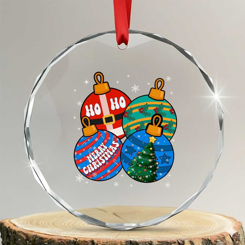 Retro Groovy Merry Christmas Ornament Ho Ho Ho Crystal Glass Ornament TS02