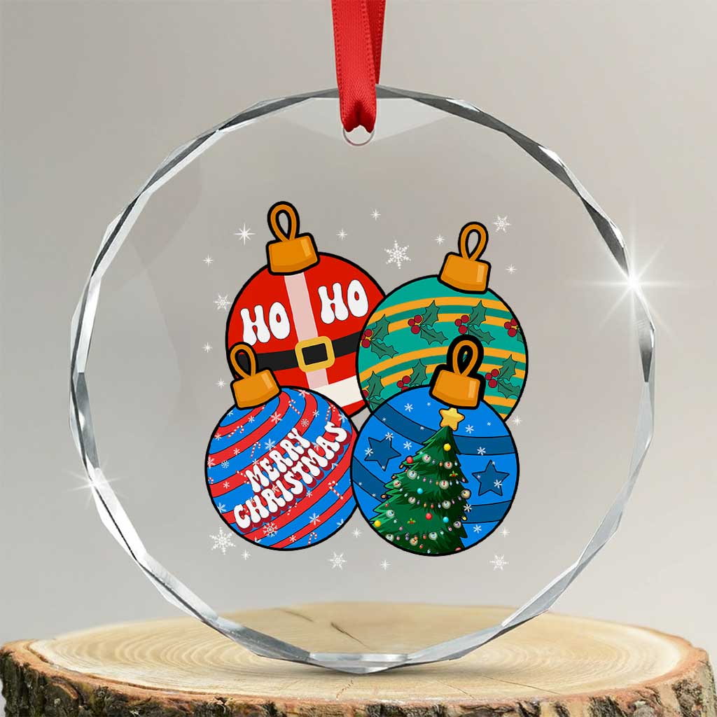 Retro Groovy Merry Christmas Ornament Ho Ho Ho Crystal Glass Ornament TS02