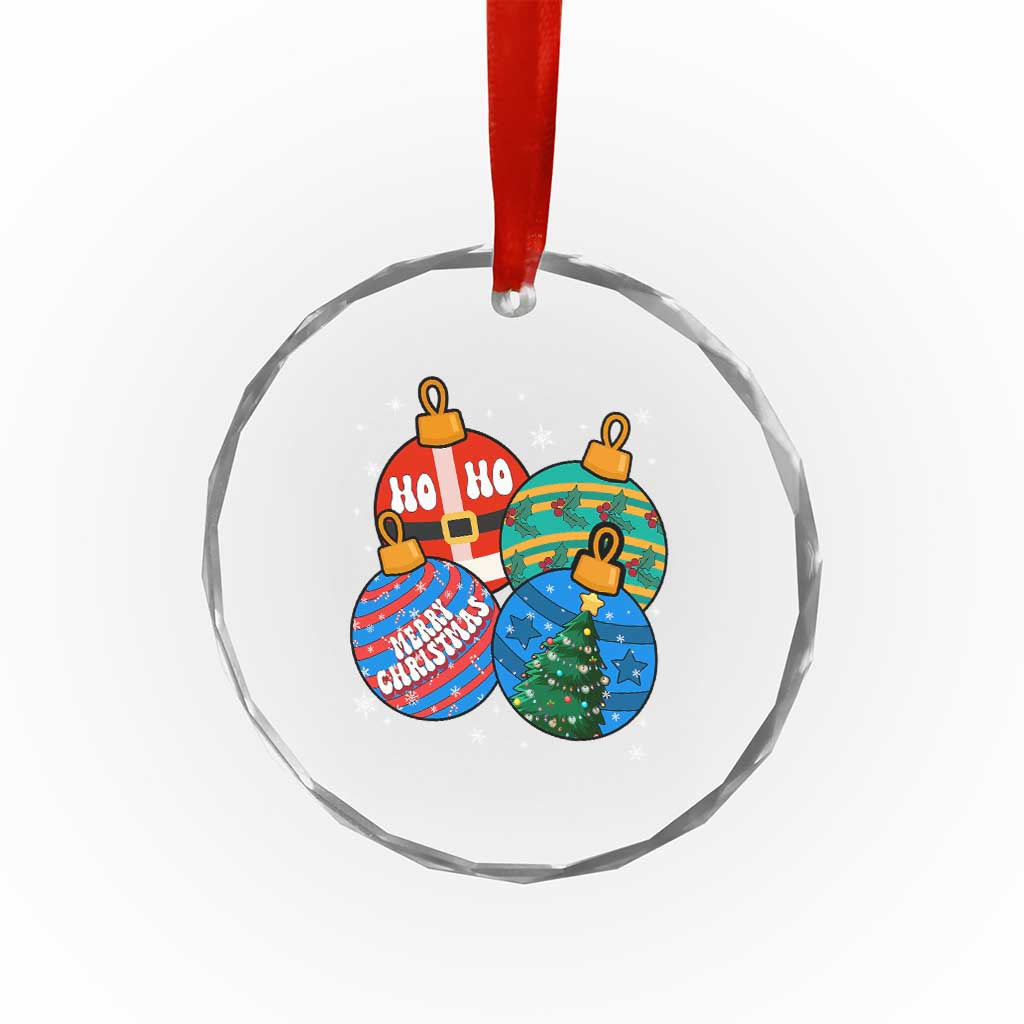 Retro Groovy Merry Christmas Ornament Ho Ho Ho Crystal Glass Ornament TS02