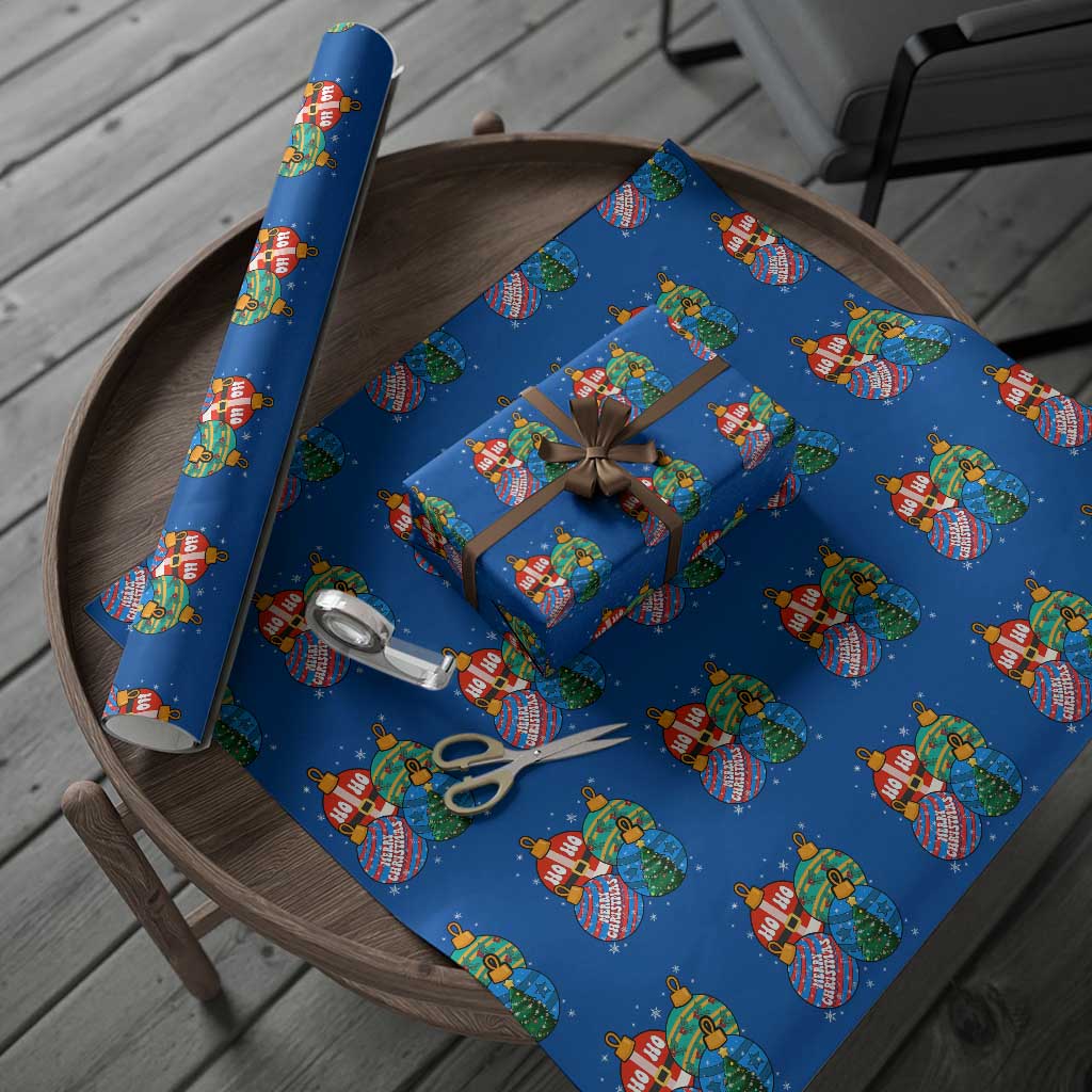 Retro Groovy Merry Christmas Ornament Ho Ho Ho Wrapping Paper Roll