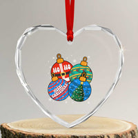 Retro Groovy Merry Christmas Ornament Ho Ho Ho Heart Crystal Glass Ornament - Wonder Print Shop