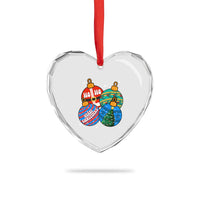 Retro Groovy Merry Christmas Ornament Ho Ho Ho Heart Crystal Glass Ornament - Wonder Print Shop