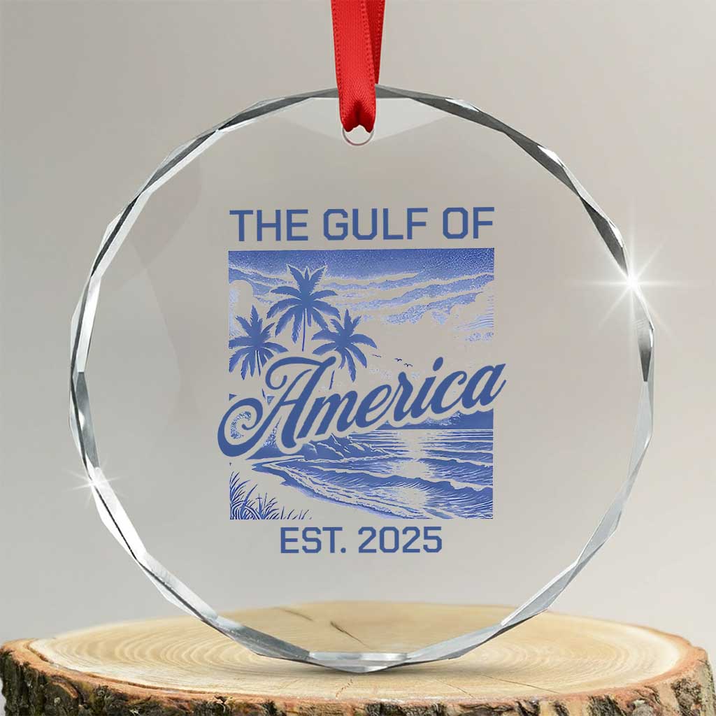 Retro Gulf Of USA Crystal Glass Ornament America Est 2025 American Flag - Wonder Print Shop