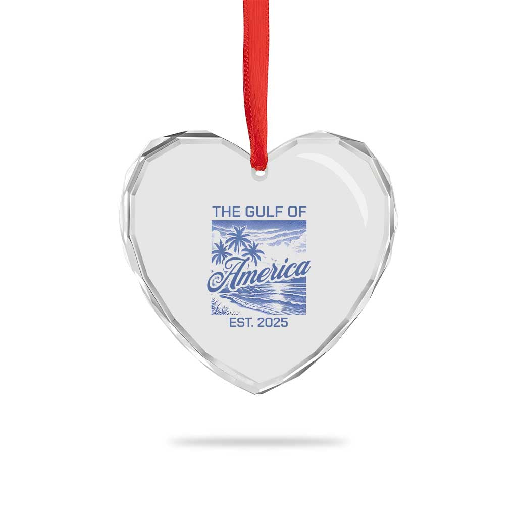 Retro Gulf Of USA Heart Crystal Glass Ornament America Est 2025 American Flag - Wonder Print Shop