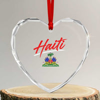 Retro Haiti Heart Crystal Glass Ornament Haitian Gift Ayiti Roots