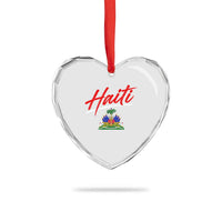 Retro Haiti Heart Crystal Glass Ornament Haitian Gift Ayiti Roots