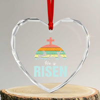 Retro He is Risen Heart Crystal Glass Ornament Bunny Easter Cross Christian Religious Jesus Has Risen - Wonder Print Shop