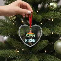 Retro He is Risen Heart Crystal Glass Ornament Bunny Easter Cross Christian Religious Jesus Has Risen - Wonder Print Shop