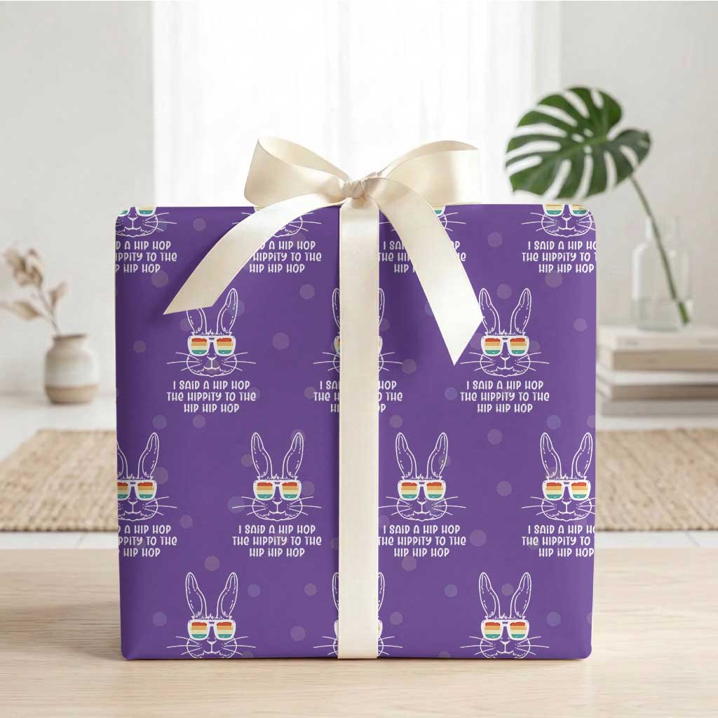 Retro Hip Hop Easter Bunny Wrapping Paper Roll Funny Hippity Cool Rabbit Lovers Toddler