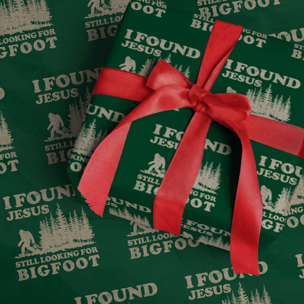 Retro I Found Jesus Still Looking Bigfoot Wrapping Paper Roll Vintage Sasquatch Believer Funny Christian Humor