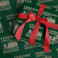 Retro I Found Jesus Still Looking Bigfoot Wrapping Paper Roll Vintage Sasquatch Believer Funny Christian Humor