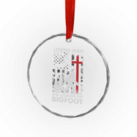 Retro I Found Jesus Still Looking For Bigfoot Crystal Glass Ornament Camouflage US American Flag Camo