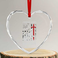 Retro I Found Jesus Still Looking For Bigfoot Heart Crystal Glass Ornament Camouflage US American Flag Camo