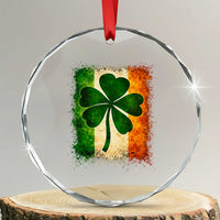 Retro Ireland Shamrock Irish Flag St Patricks Day Crystal Glass Ornament