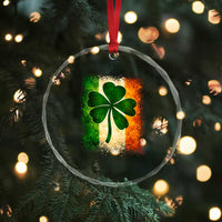 Retro Ireland Shamrock Irish Flag St Patricks Day Crystal Glass Ornament