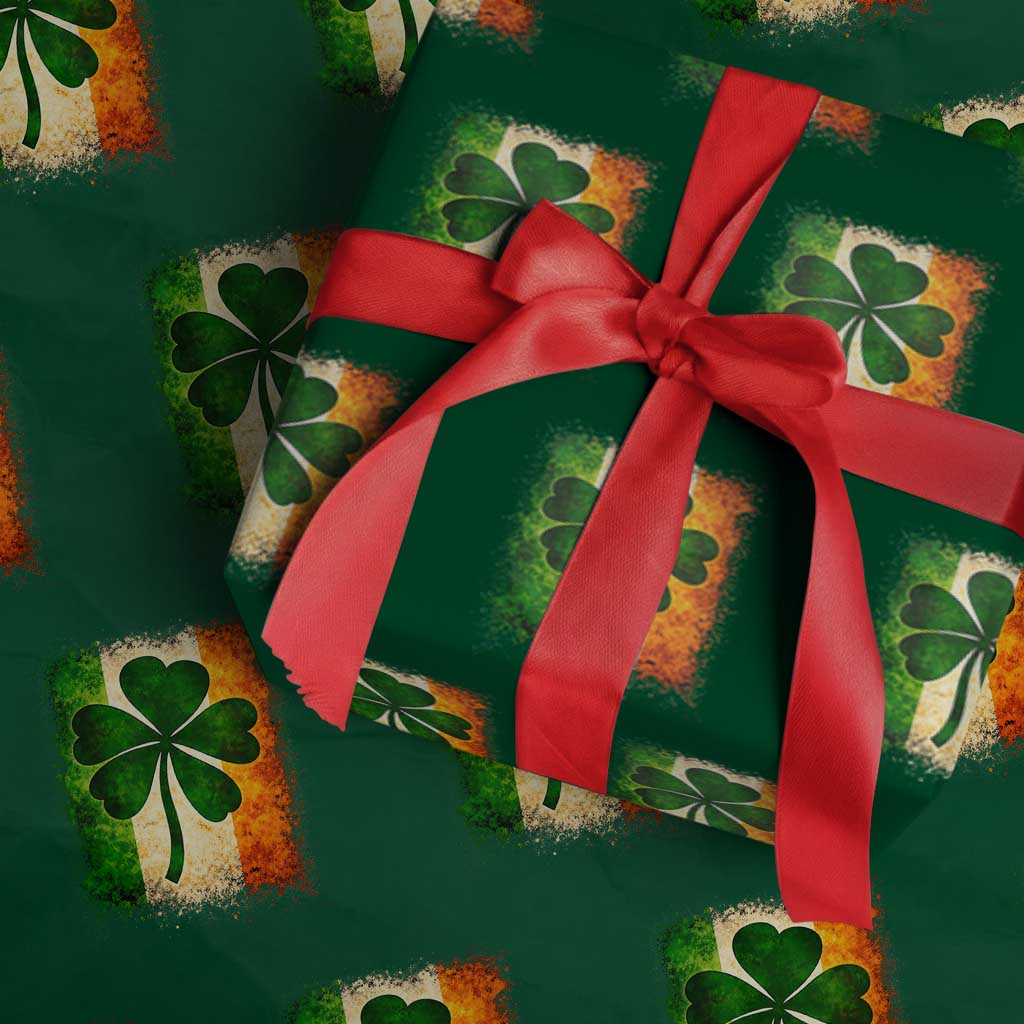 Retro Ireland Shamrock Irish Flag St Patricks Day Wrapping Paper Roll