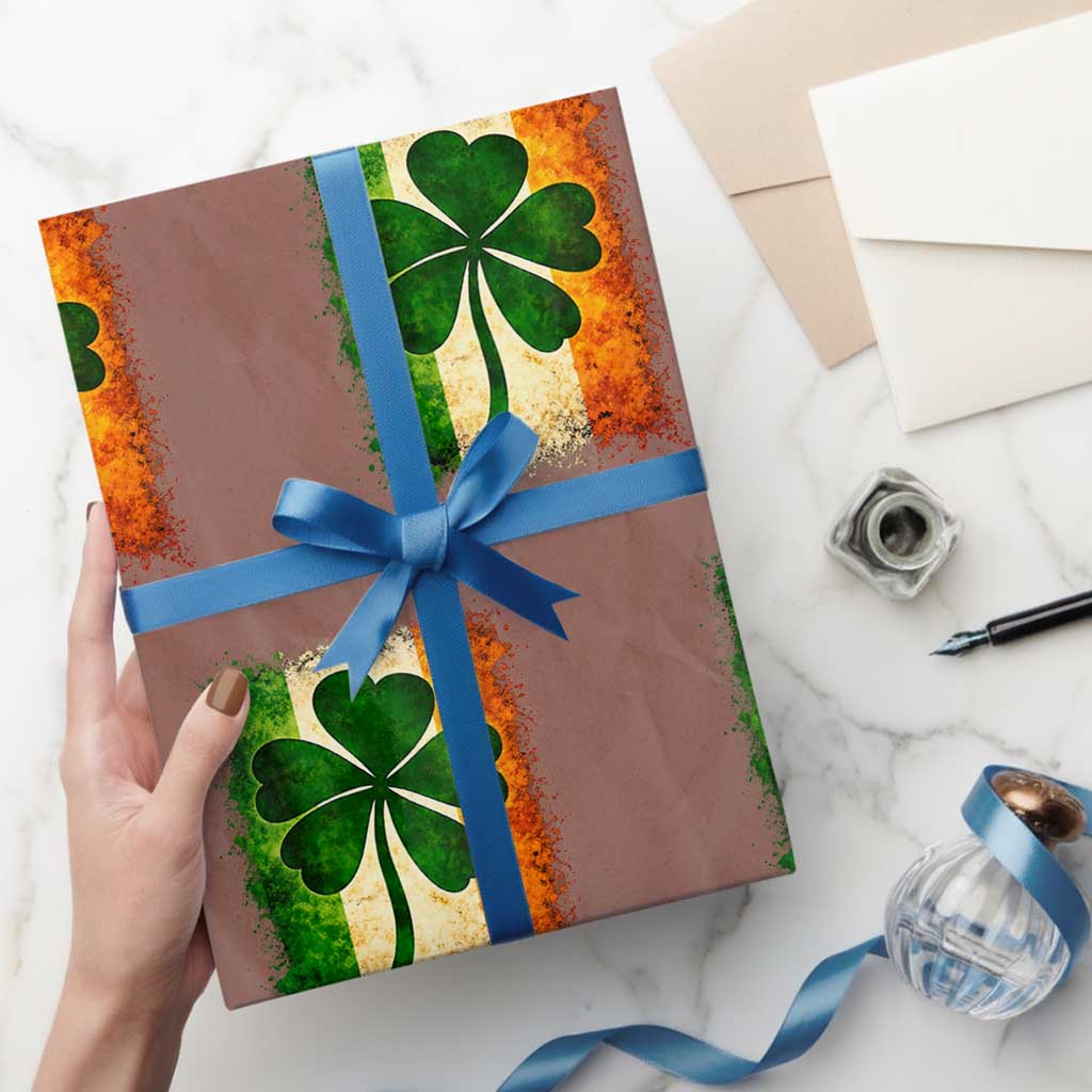Retro Ireland Shamrock Irish Flag St Patricks Day Wrapping Paper Roll