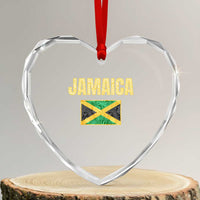 Retro Jamaica Heart Crystal Glass Ornament Tropical Jamaican Flag - Wonder Print Shop