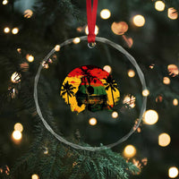 Retro Jamaican Lion Sunset Crystal Glass Ornament Rasta Colors Music and Island Vibes Graphic