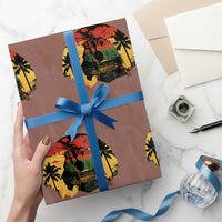 Retro Jamaican Lion Sunset Wrapping Paper Roll Rasta Colors Music and Island Vibes Graphic