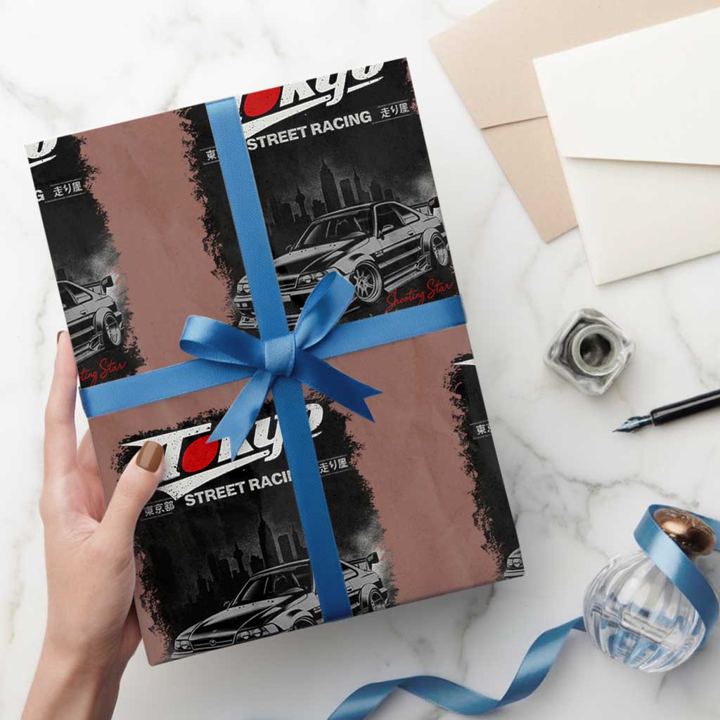 Retro JDM Drift Car Wrapping Paper Roll Japanese Tokyo Japan Drifting Race Car - Wonder Print Shop