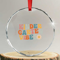 Retro Kindergarten Vibes Crystal Glass Ornament Cute Kinder Crew First Day of School