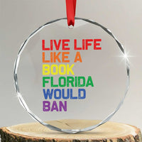 Retro Live Like Book In Florida LGBTQ Subtle Pride Crystal Glass Ornament Rainbow LGBTQIA Pride - Wonder Print Shop