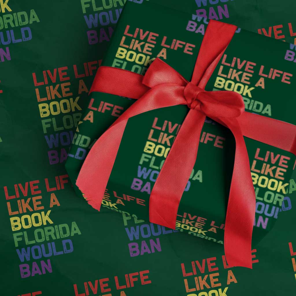Retro Live Like Book In Florida LGBTQ Subtle Pride Wrapping Paper Roll Rainbow LGBTQIA Pride - Wonder Print Shop