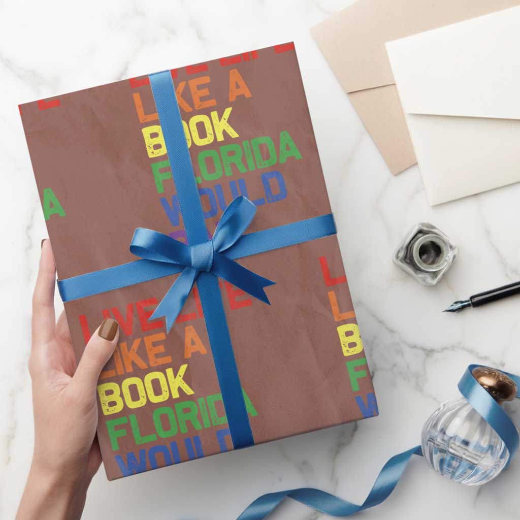 Retro Live Like Book In Florida LGBTQ Subtle Pride Wrapping Paper Roll Rainbow LGBTQIA Pride - Wonder Print Shop