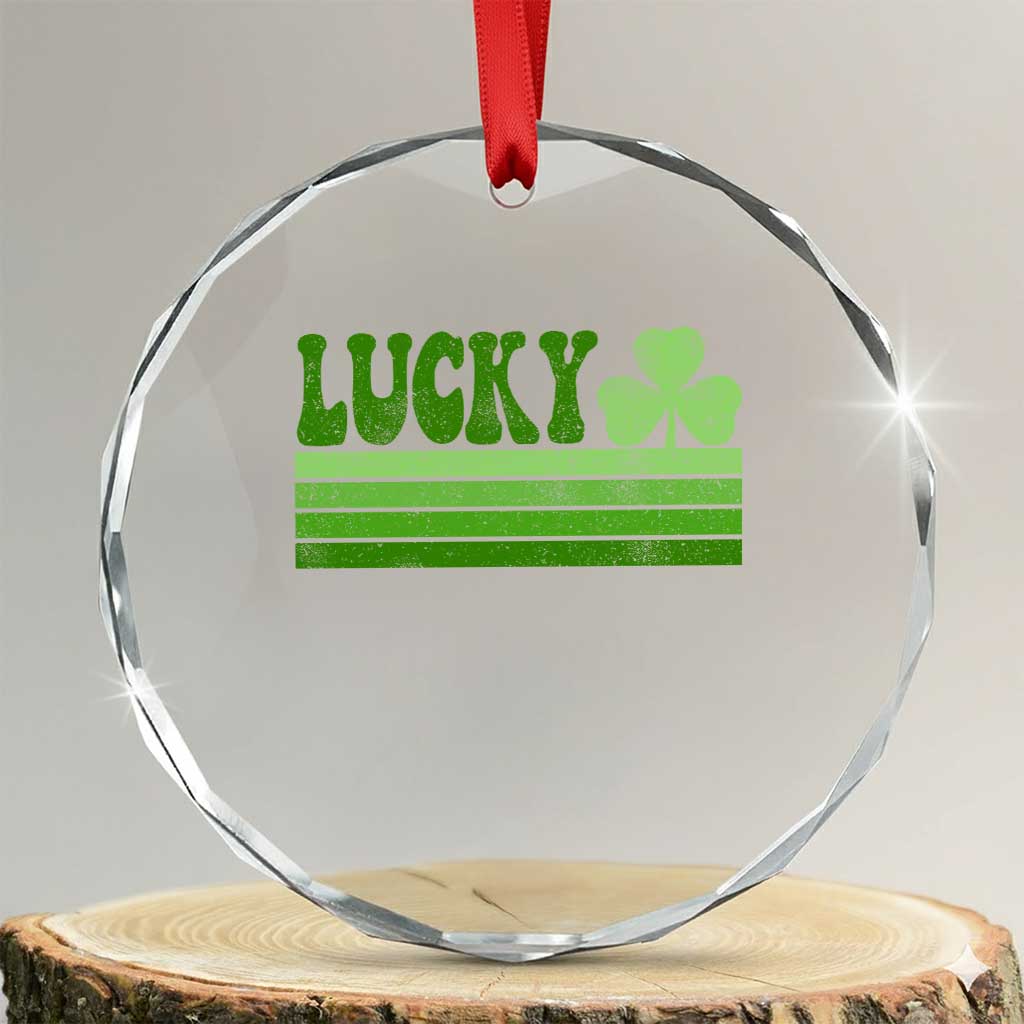 Retro Lucky Crystal Glass Ornament St Patricks Day Irish Shamrock
