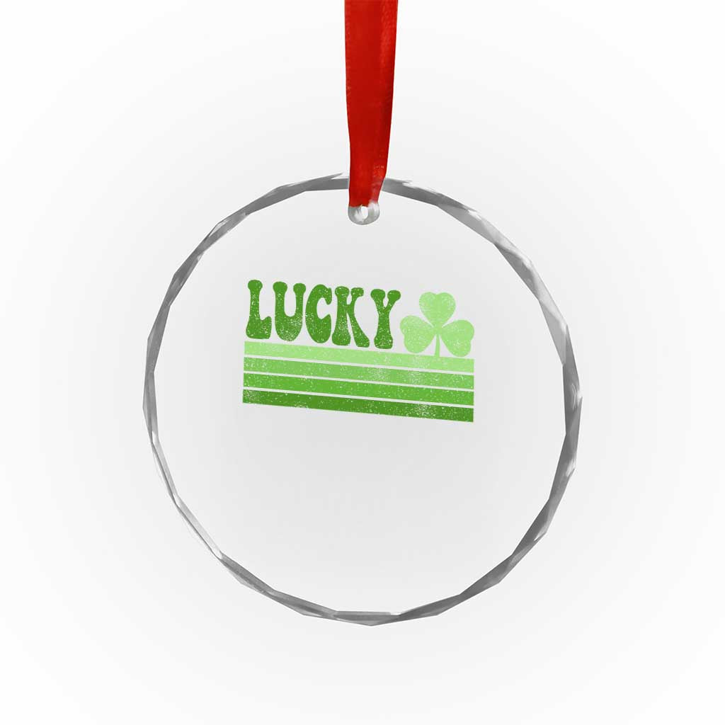 Retro Lucky Crystal Glass Ornament St Patricks Day Irish Shamrock