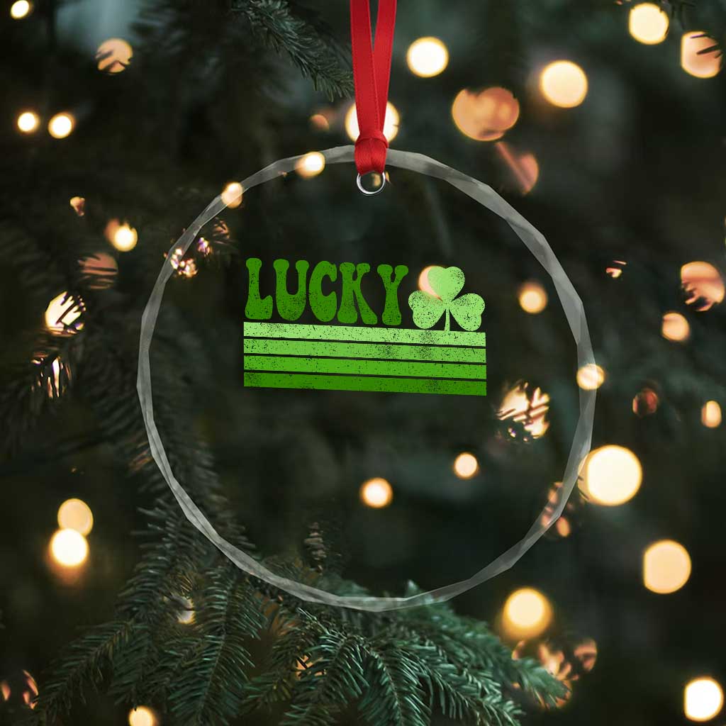 Retro Lucky Crystal Glass Ornament St Patricks Day Irish Shamrock