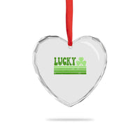 Retro Lucky Heart Crystal Glass Ornament St Patricks Day Irish Shamrock