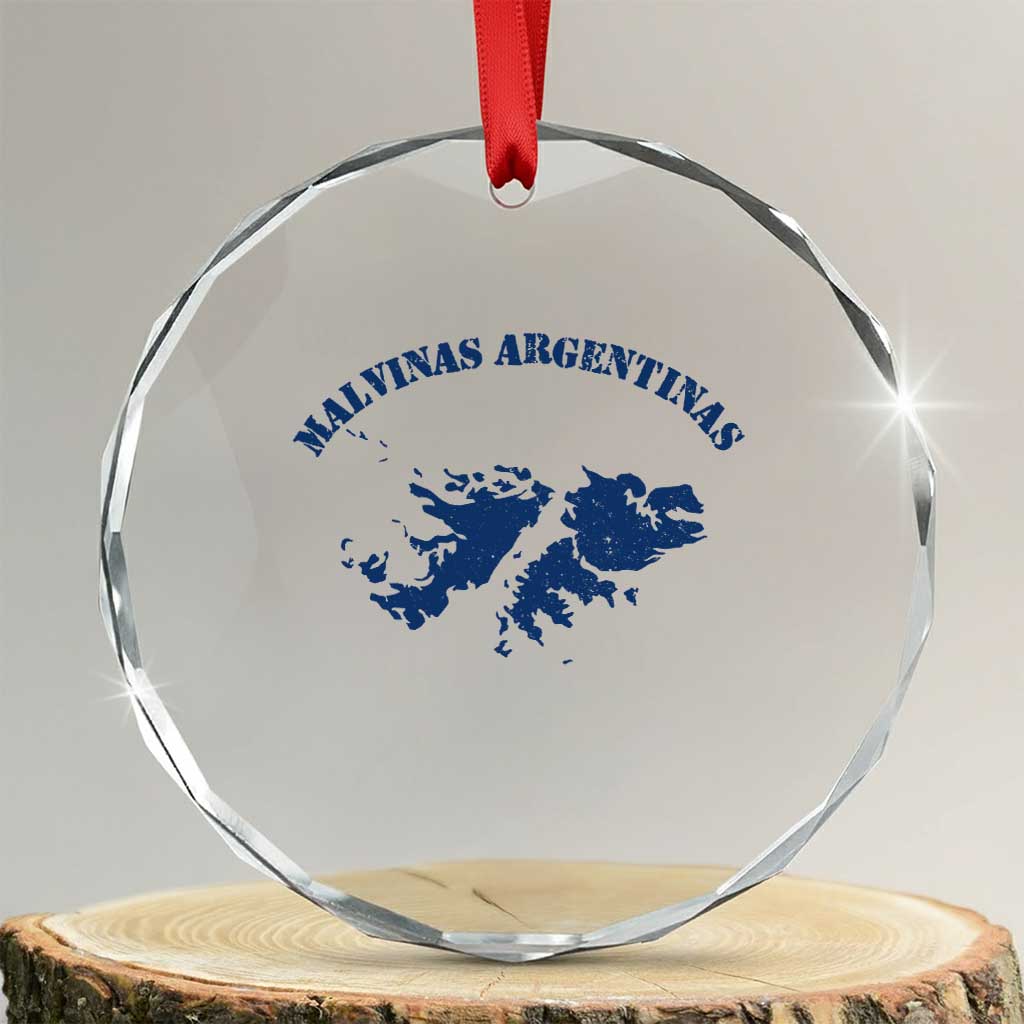 Retro Malvinas Argentinas Distressed Map Graphic Crystal Glass Ornament Argentine Island Sovereignty Heritage Pride