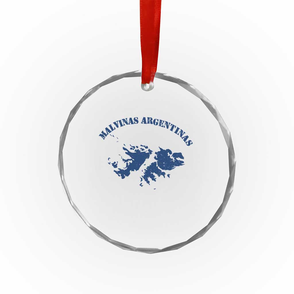 Retro Malvinas Argentinas Distressed Map Graphic Crystal Glass Ornament Argentine Island Sovereignty Heritage Pride