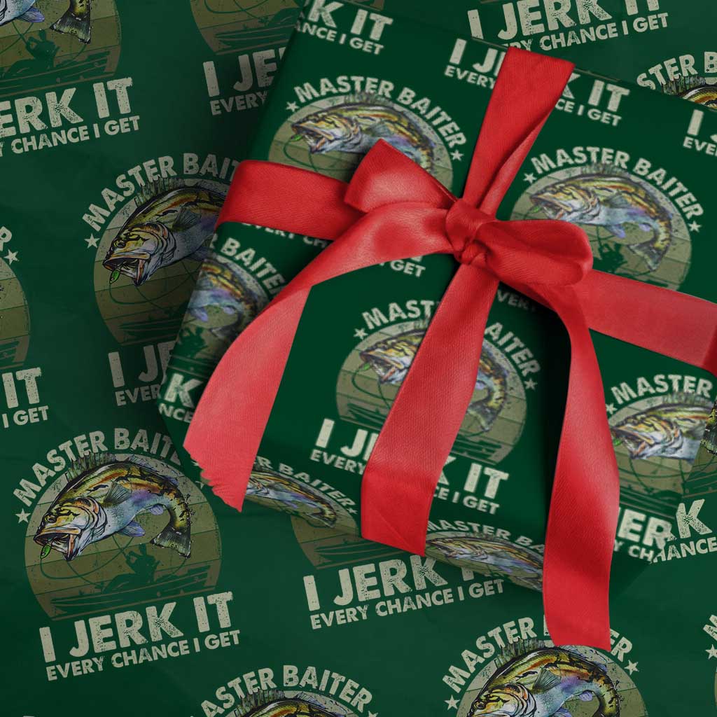Retro Master Baiter Wrapping Paper Roll Funny Bass Fishing Fisher - Wonder Print Shop