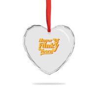 Retro Mayor of Funky Town Heart Crystal Glass Ornament Funny Vintage 70s Disco Party