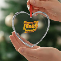 Retro Mayor of Funky Town Heart Crystal Glass Ornament Funny Vintage 70s Disco Party