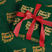 Retro Mayor of Funky Town Wrapping Paper Roll Funny Vintage 70s Disco Party