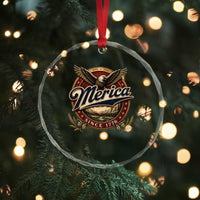 Retro Merica Eagle 4th Of July Crystal Glass Ornament Vintage 1776 Independence Day