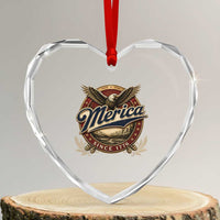 Retro Merica Eagle 4th Of July Heart Crystal Glass Ornament Vintage 1776 Independence Day