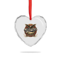Retro Merica Eagle 4th Of July Heart Crystal Glass Ornament Vintage 1776 Independence Day