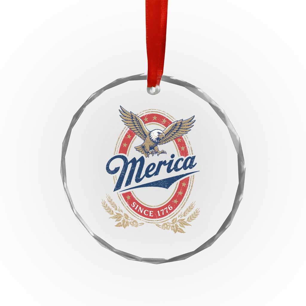 Retro Merica Eagle Funny 4th Of July Crystal Glass Ornament Vintage Independence Day 1776