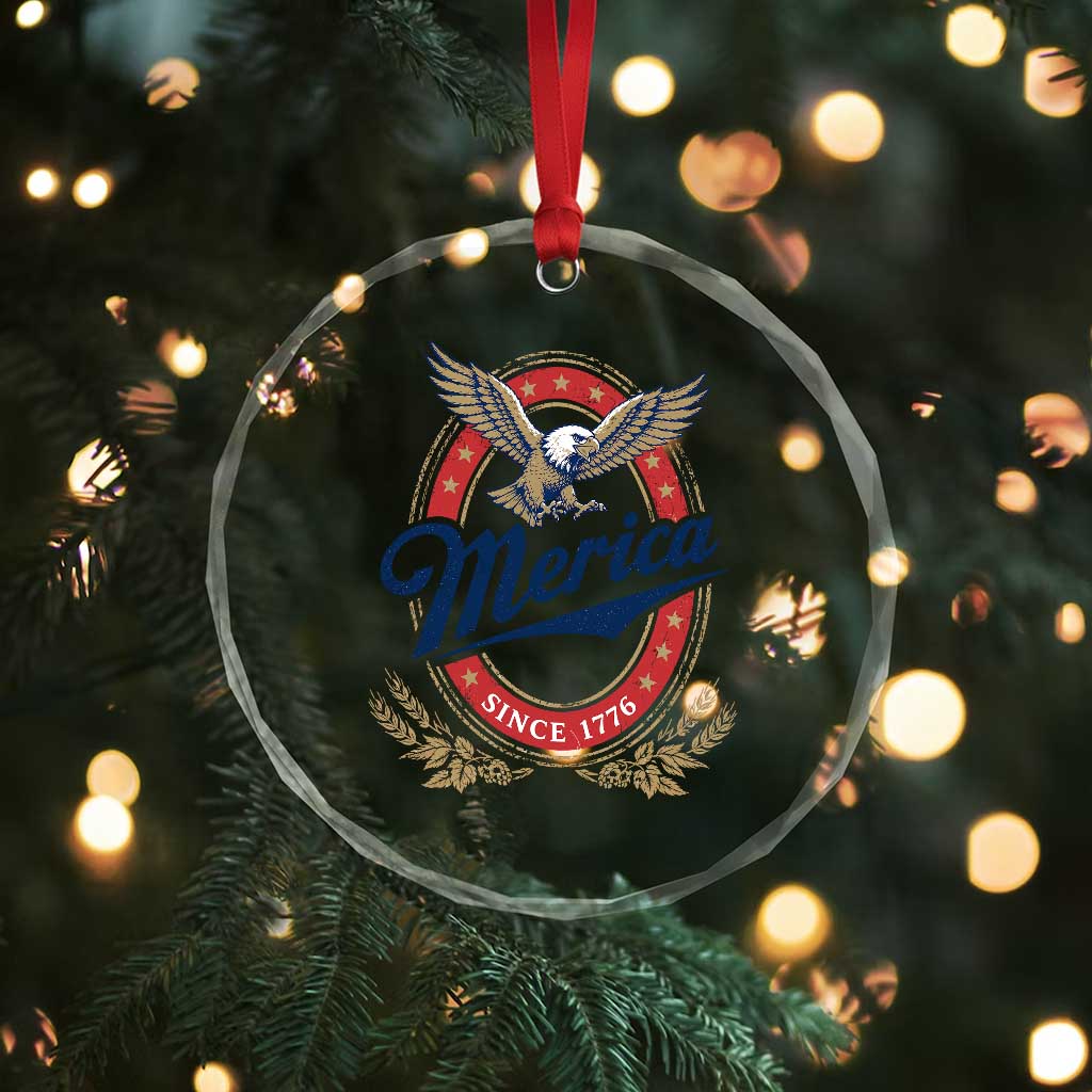 Retro Merica Eagle Funny 4th Of July Crystal Glass Ornament Vintage Independence Day 1776